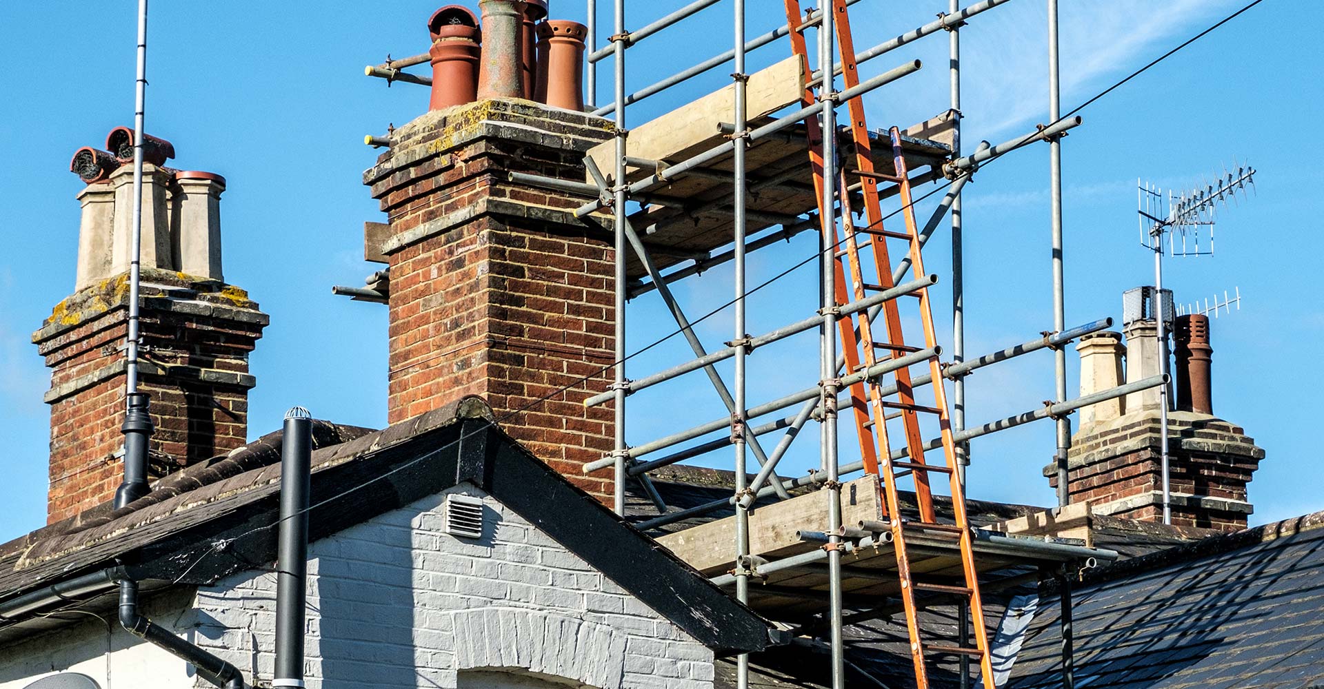 Chimney repair in progress